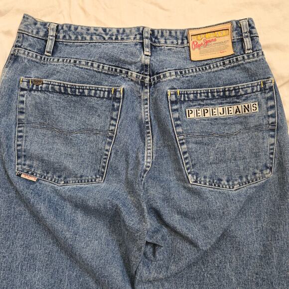 Vtg Pepe Jeans UK Jeans Mens 36x33 Medium Wash Baggy Y2K Skater Minor Wear - Picture 1 of 16